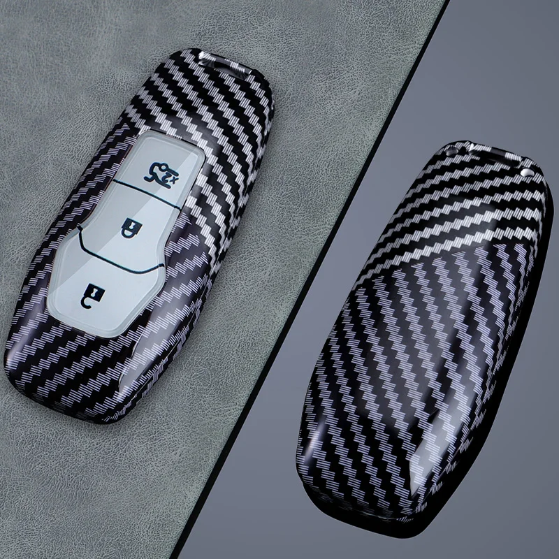 Carbon Fiber Car Key Cover Fob Case Shell for Ford Fusion F-150 Explorer Edge Mustang Mondeo Kuka 2013 2014 2015 2016 2017 2018 view 4