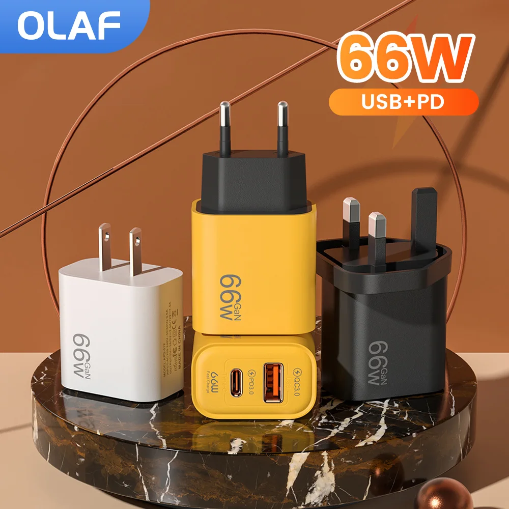 

66W USB C PD Charger Quick Charge 3.0 Type C USB Phone Charger Fast Charging Adapter For iPhone16 15 Samsung Xiaomi Huawei QC3.0