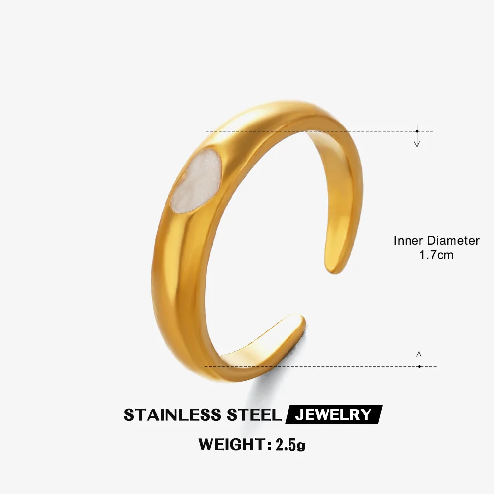 Simple Drip Glue Love Ring Personality Vintage Jewelry For Women Gold Color Stainless Steel Open Rings Girls Gift