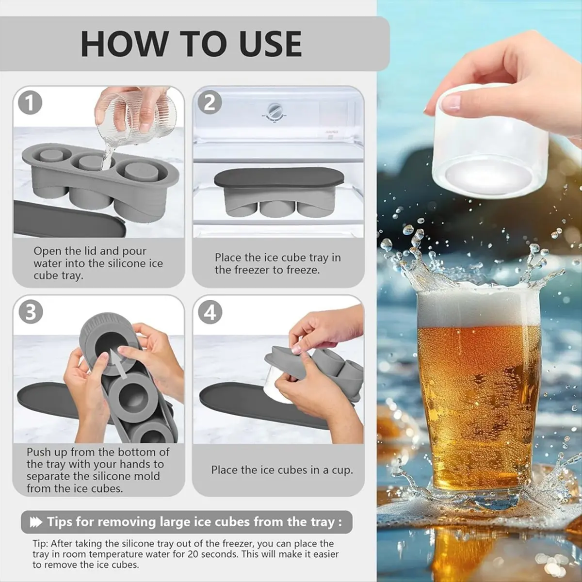 N14R Top  Tray Accessories for Silicone with Lid,3-Compartment Tray, for 20-40 Oz Cups