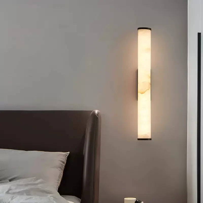

SANDYHA Vertical Cylindrical LED Wall Lamp Modern Minimalist Marble Design for Bedroom Bedside Living Room Lighting Stylish