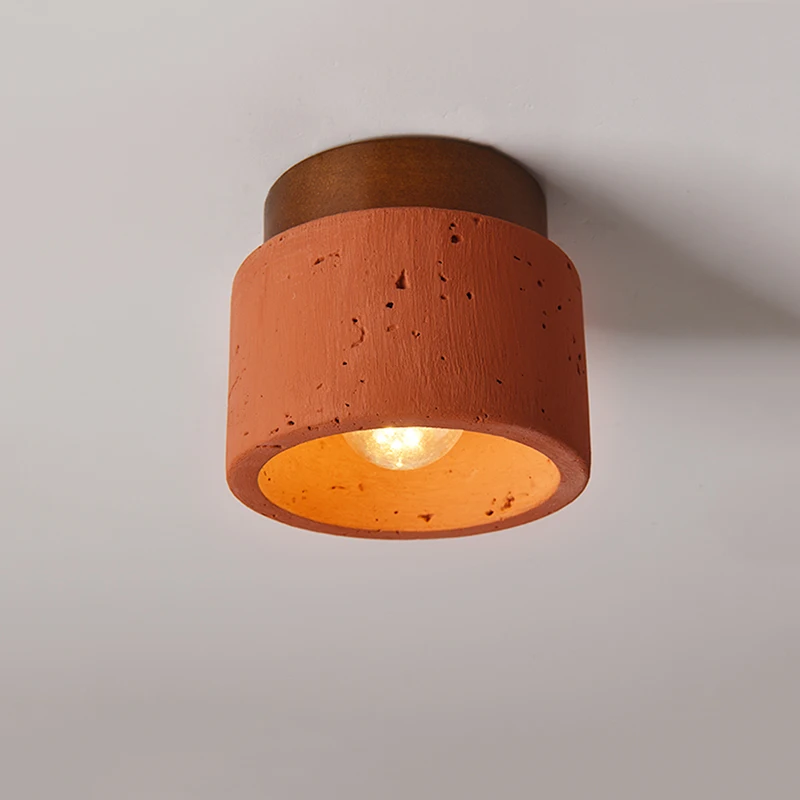 

Retro Walnut Stone Material Suction Ceiling Light Apartment Home Room Small Lamp Industrial Style Corridor Balcony Lighting