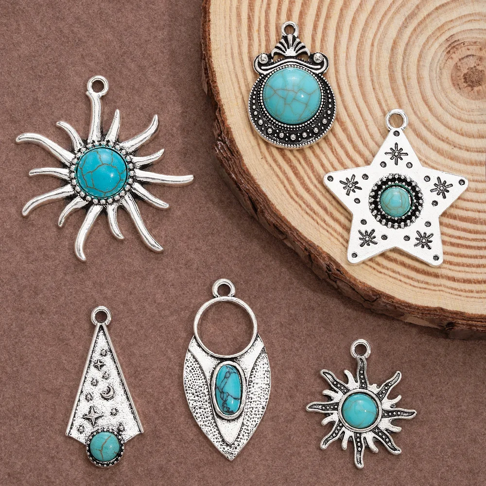 المعلقات الفيروزية الأكثر مبيعًا، وإكسسوارات الأقراط على الطراز العرقي البوهيمي، وإكسسوارات المجوهرات المصنوعة من سبائك الفيروز