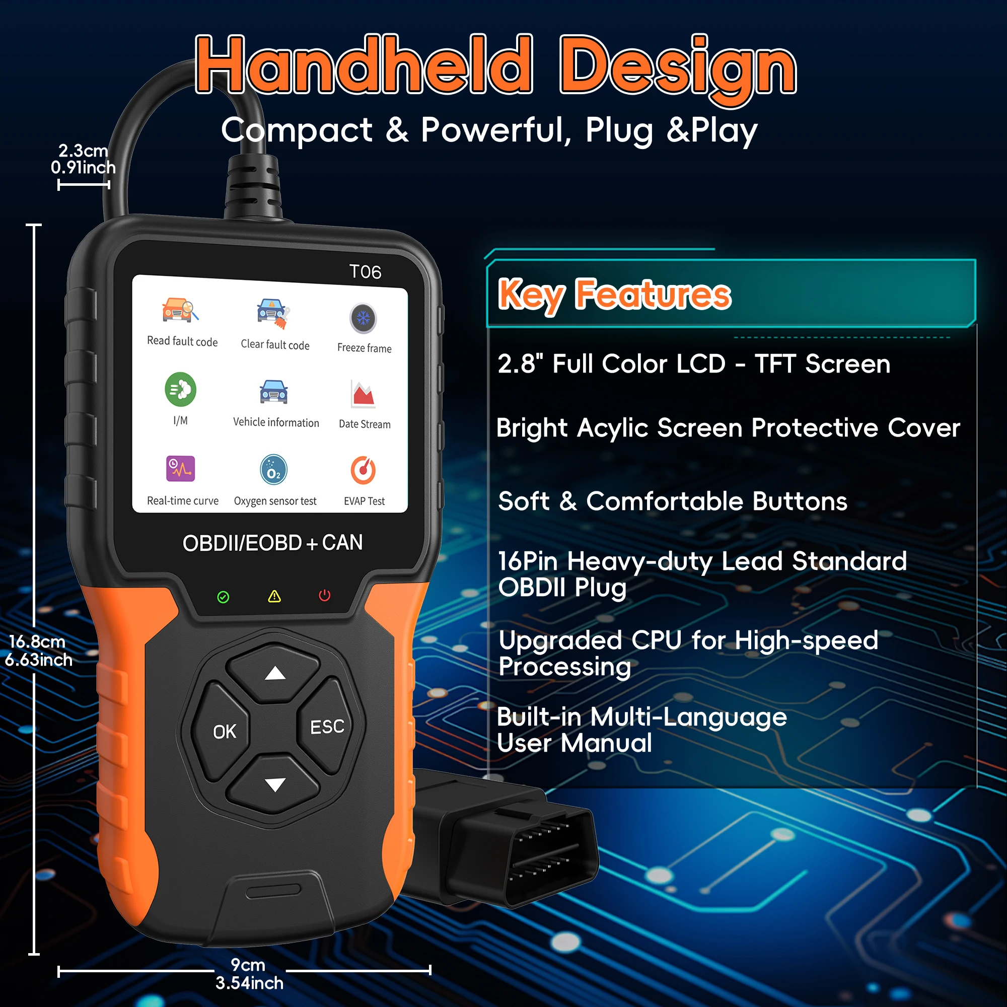 OBD2 Scanner Diagnostic Tool, Vehicle Check Engine Code Readers with Reset & I/M Readiness,Car OBDII/EOBD Diagnostic Scan Tool