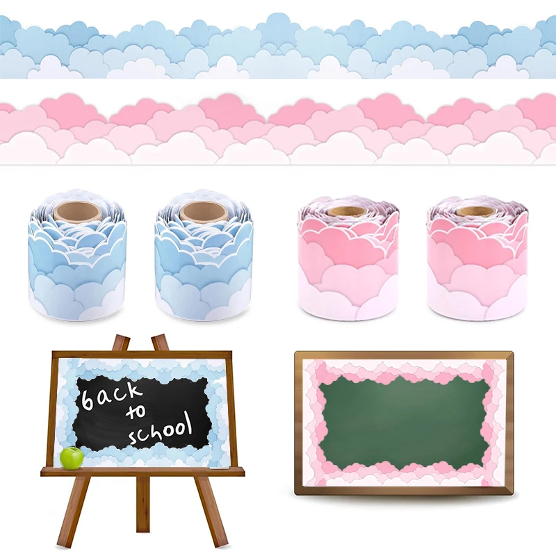 1 لفة على شكل سحابة ملصق الحدود الفصول الدراسية السبورة زينة لوحة الإعلانات تقليم السبورة الملحقات التعليمية
