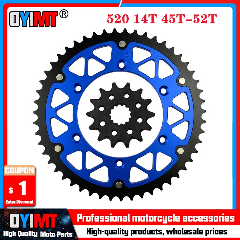 ضرس أمامي وخلفي للدراجة النارية 520 14T 45T-52T لياماها WR450FR YZ450FV WR250Z YZ250L WR400FL YZ400FL WR426FM YZ426 YZ450FT