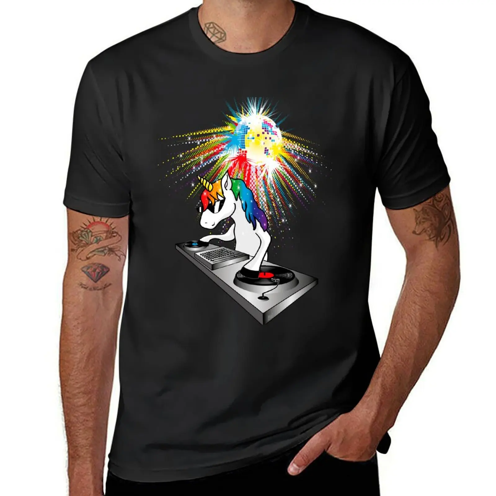 Unicorn DJ T-Shirt customs vintage mens t shirt graphic