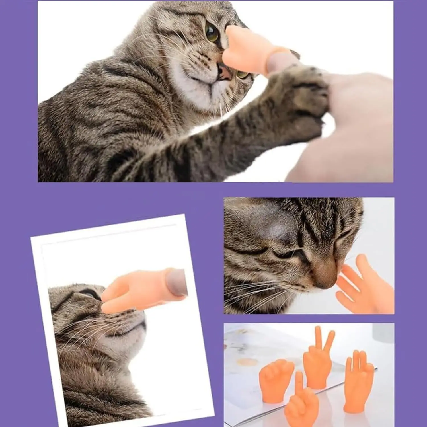 Mini Hands for Cats,Tiny Hands for Cats,Finger Puppets Hands for Cats, Interactive Cat Toy,Cat Mini Hands,Funny Cat Finger(6PCS)