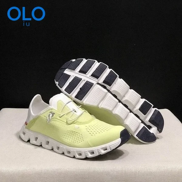 Scarpe da corsa da donna in rete giallo chiaro, con suola ammortizzata a segmenti, traspiranti, scarpe sportive da jogging per attività all'aperto