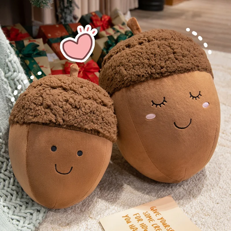 

Cartoon Happy Chestnut Family Plush Toys Cotton Stuffed Smile Hazelnut Doll Soft Cozy Throw Pillow Kawaii Kids Gift Home Decor