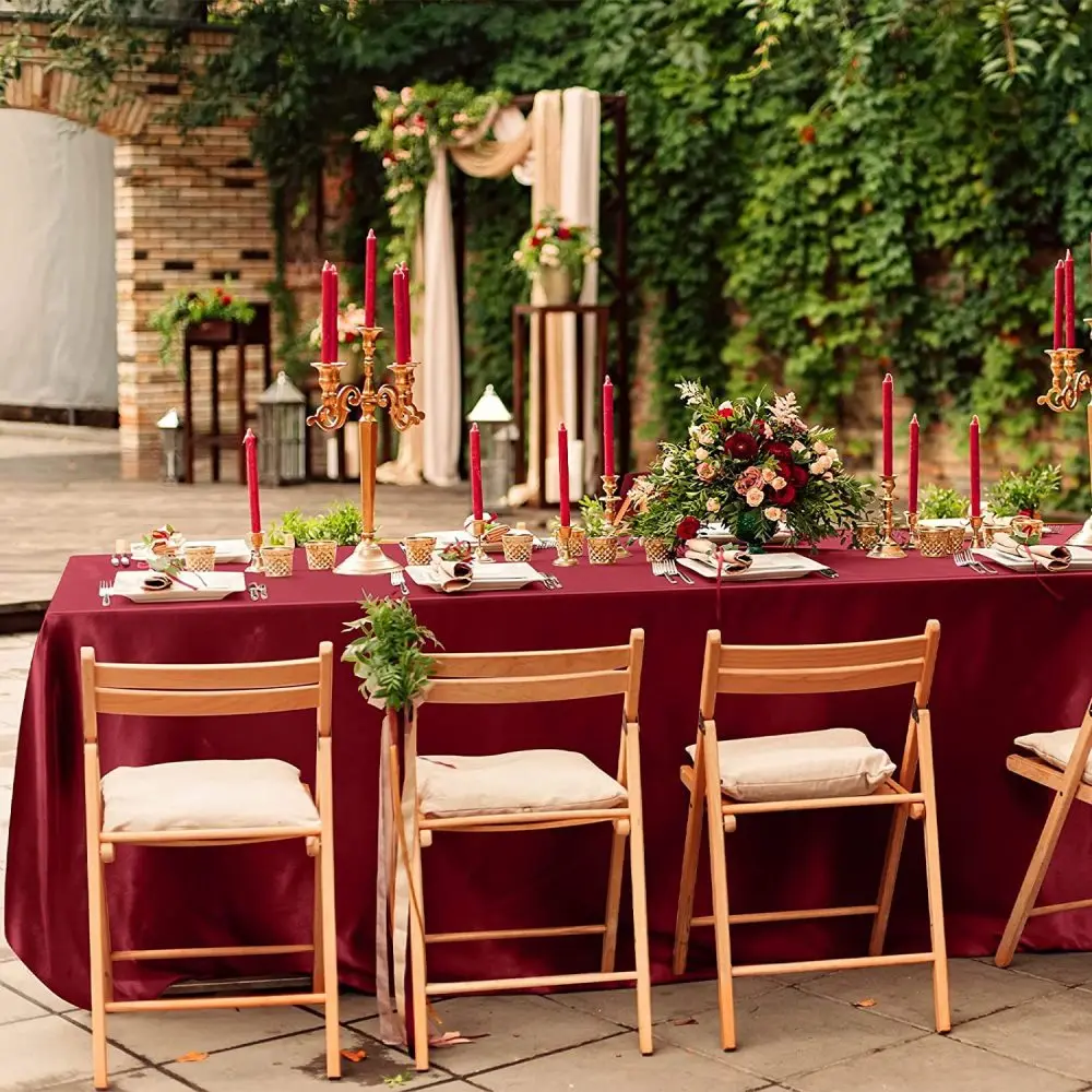 Solid Color Satin Tablecloth Decorative Wedding Event Table Cover Soft Fabric Modern Minimalist Rectangular Dustproof Linens