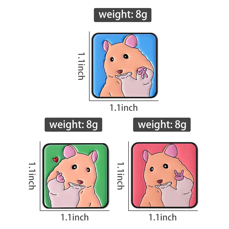 Cartoon Cute Pet Hamster Brooch Enamel Pins Creative Hand Heart Love You Gesture Brooches Lapel Badges Jewelry Friends Gift