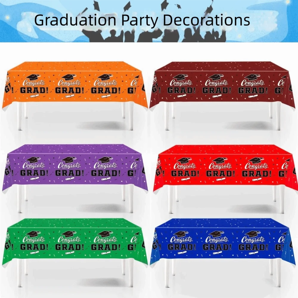 PE Material Graduation Tablecloth Waterproof Plastic Wear-Resistant Congrats Grad Tablecloths Stars Design Diploma Pattern