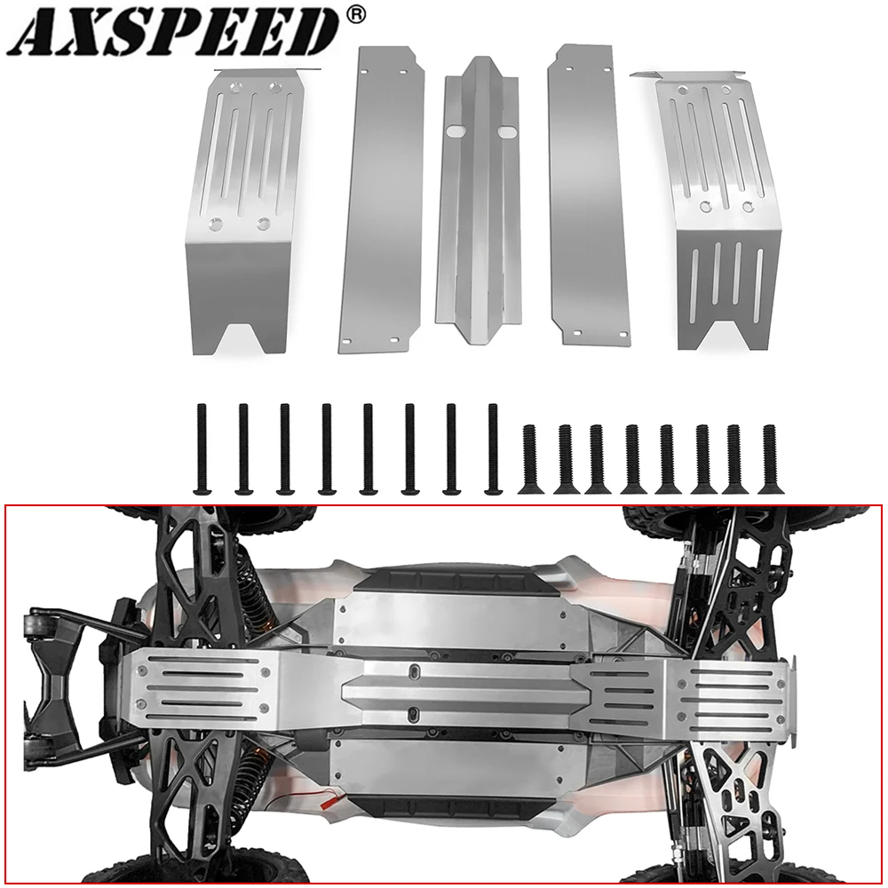 

AXSPEED корпус из нержавеющей стали, бронированная противоскользящая пластина, защитный комплект для 1/5 дюйма, детали для радиоуправляемого багги, грузовика