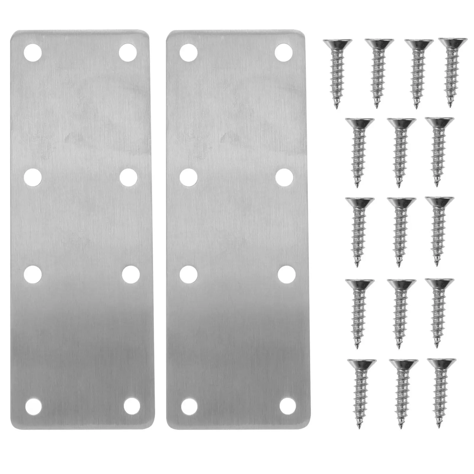 2Sets Stainless Steel Straight Bracket Furniture Fastener Heavy Duty Corner Bracket for Cabinet Shelf Repair Mending Plate