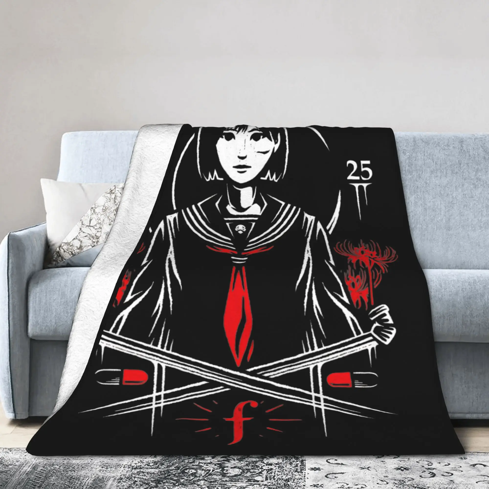 Silent Hill F Video Game Hinako Shimizu Fuzzy Blankets Survival Horror Creative Throw Blankets for Quilt 150*125cm Lightweight