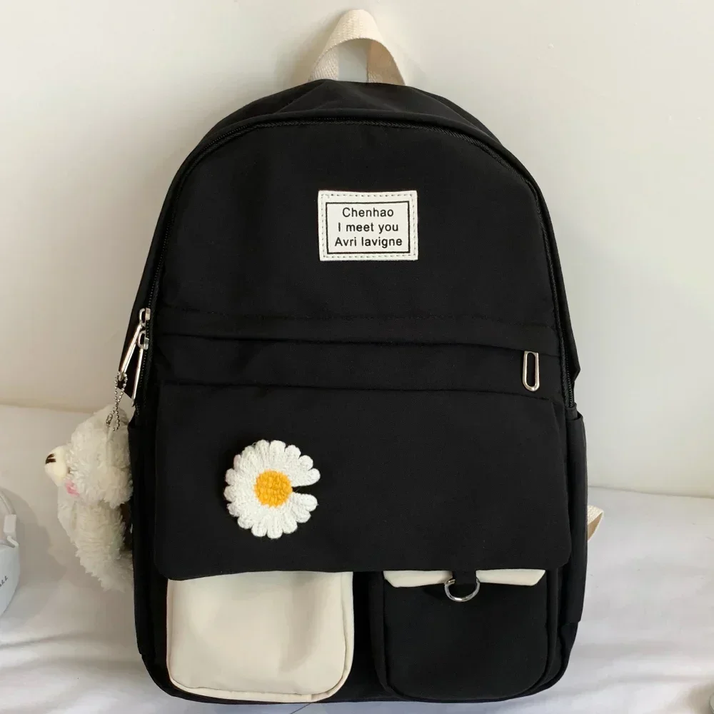 

New Girl College Student Backpack Cute Flower Nylon Women School Bag Lady Kawaii Backpack Female Fashion Bags Book Trendy Travel