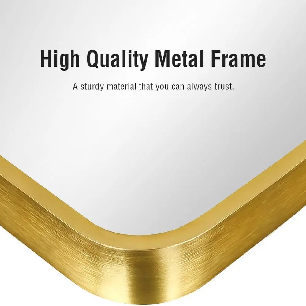 مرآة واقفة ذهبية أنيقة، بطول كامل مع تصميم مقوس لديكور المنزل #5