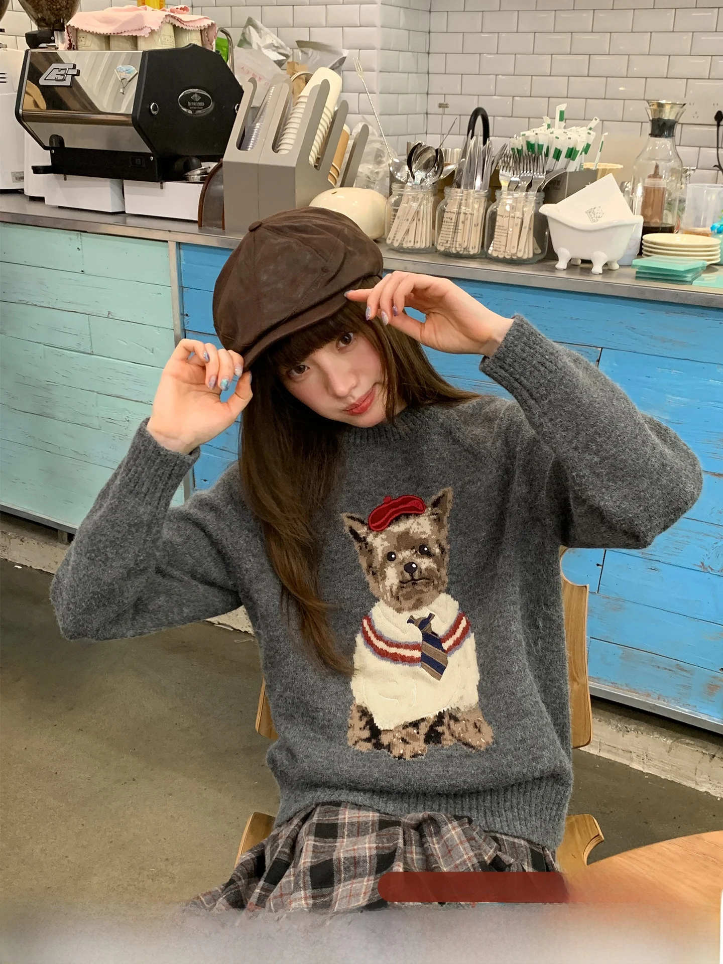 

Hello Embroidered Knitwear Loose Fit Overhead Sle for Men And Women Autumn New Vintage Lazy Sle Long Sve Sweater