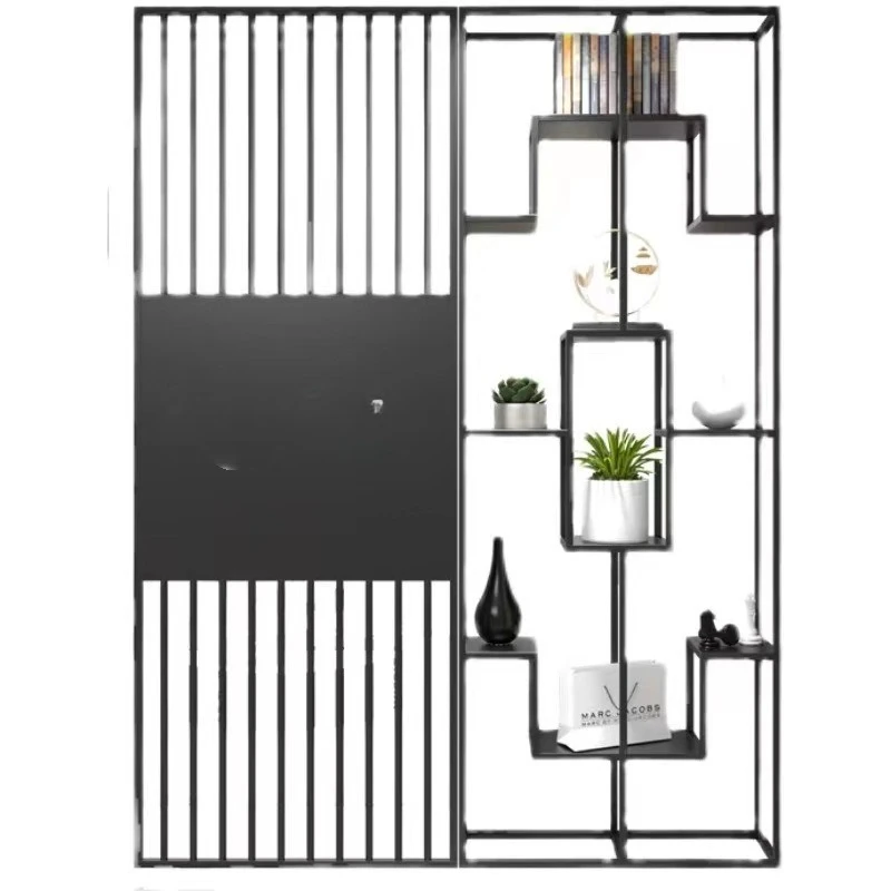 

Screen partition shelf Floor-to-ceiling entrance display stand Office company Modern light luxury wrought iron fashion decorati