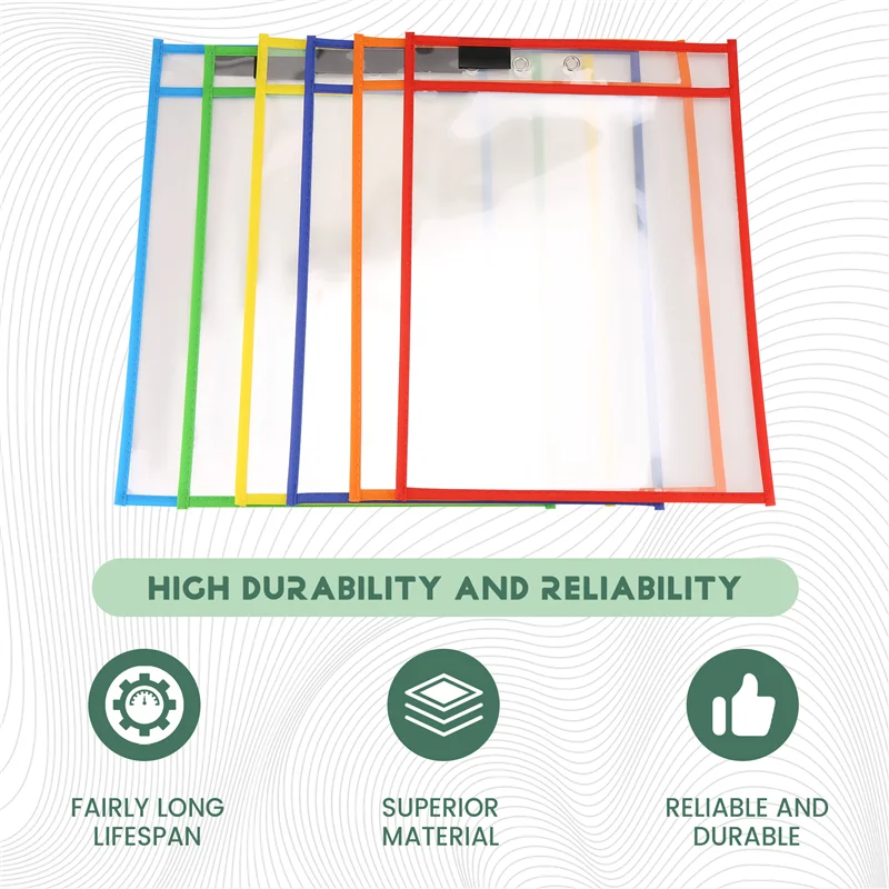 Reusable Dry Erase Pockets, 6 Pack Reusable Dry Erase Sleeves, Assorted Colors Sheet Protector, Dry Erase Pocket Sleeves