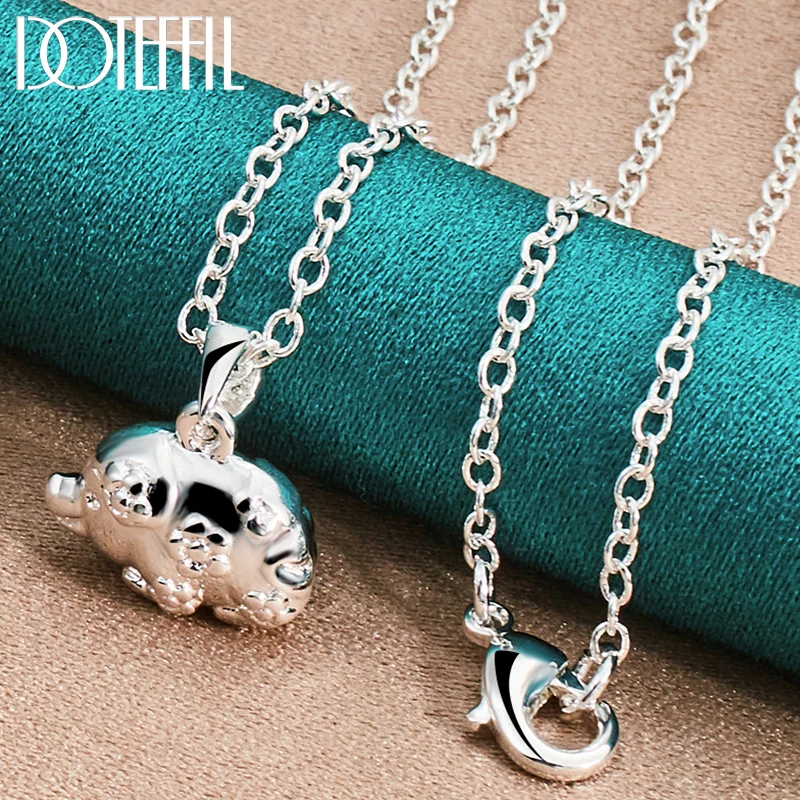 

DOTEFFIL 925 Sterling Silver Cute Pig Pendant Necklace 16-30 Inch Snake Chain For Women Man Wedding Engagement Party Jewelry