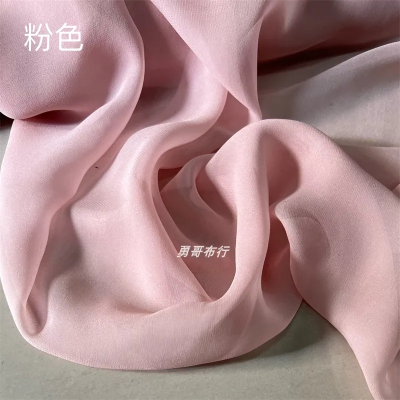 Silk Fabric  Korean Style Chiffon Suitable for Clothing Lining Translucent Casual Cuts Printing Dyeing Solid Color Cloth