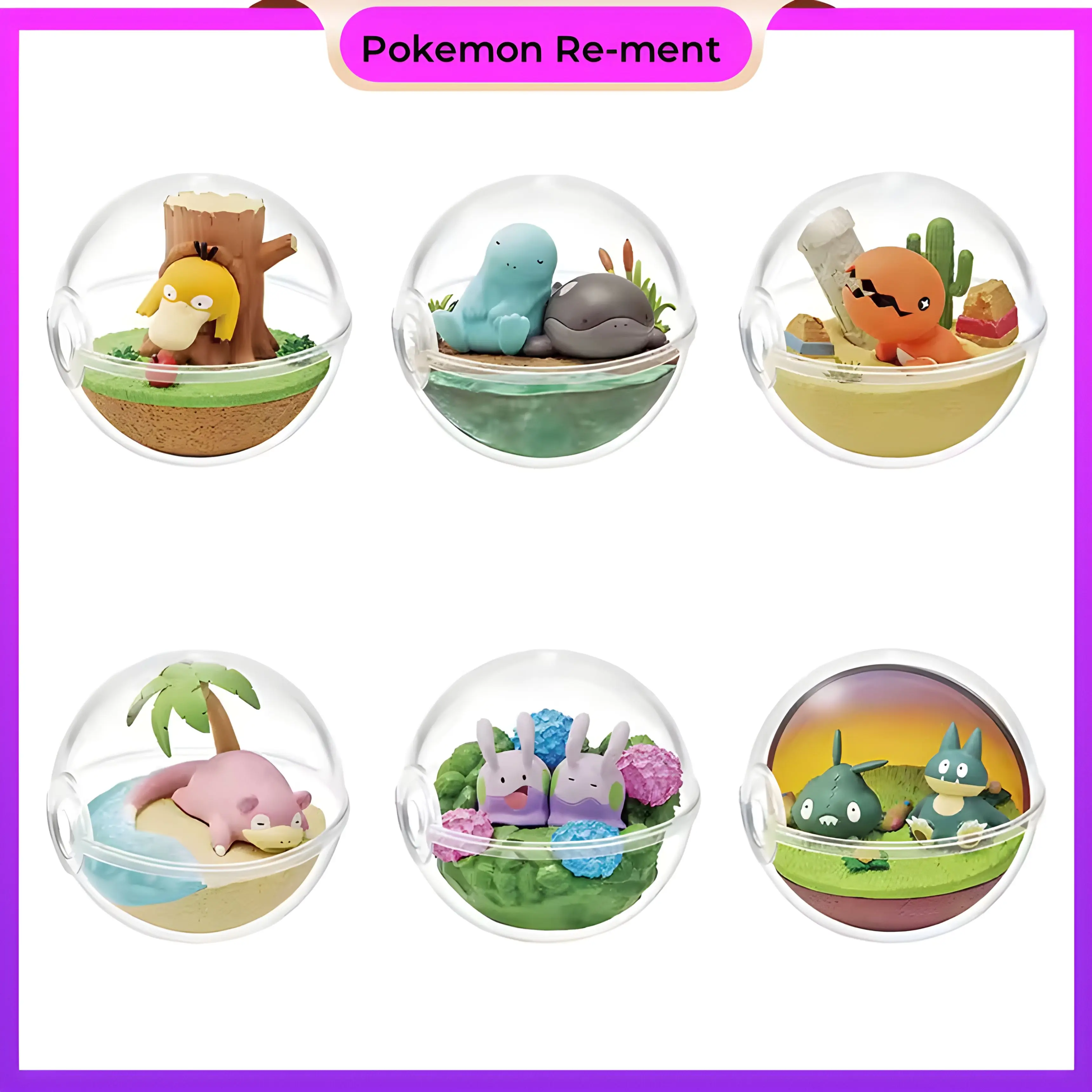 Re-Ment Pokemon Terrarium Collection Relaxing Time Psyduck Quagsire Trapinch Slowpoke Goomy Munchlax Original Toys Gift