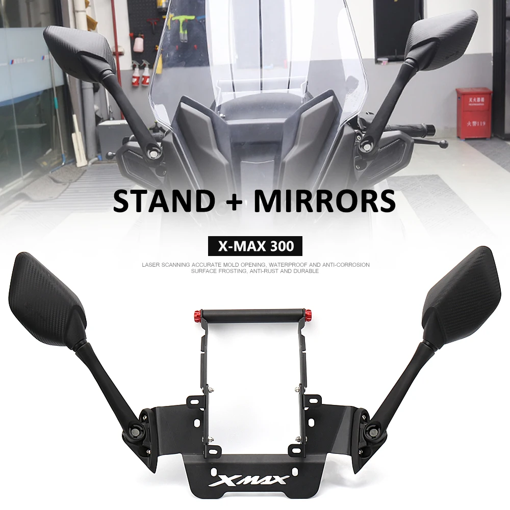 

Motorcycle Stand GPS Bracket Mobile Phone Navigation Plate Holder Rear View Mirrors For YAMAHA X-MAX 300 XMAX 300 XMAX300 2023