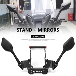 Soporte de GPS para motocicleta, placa de navegación para teléfono móvil, espejos retrovisores para YAMAHA X-MAX 300, XMAX 300, XMAX300, 2023