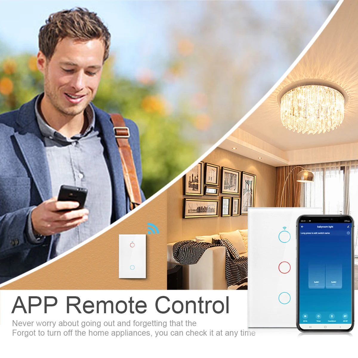Homekit Smart WiFi Switch Touch Sensor Wall Light Switches Smart Home App Siri Control dla Apple Homekit NO Neutral Wire Require