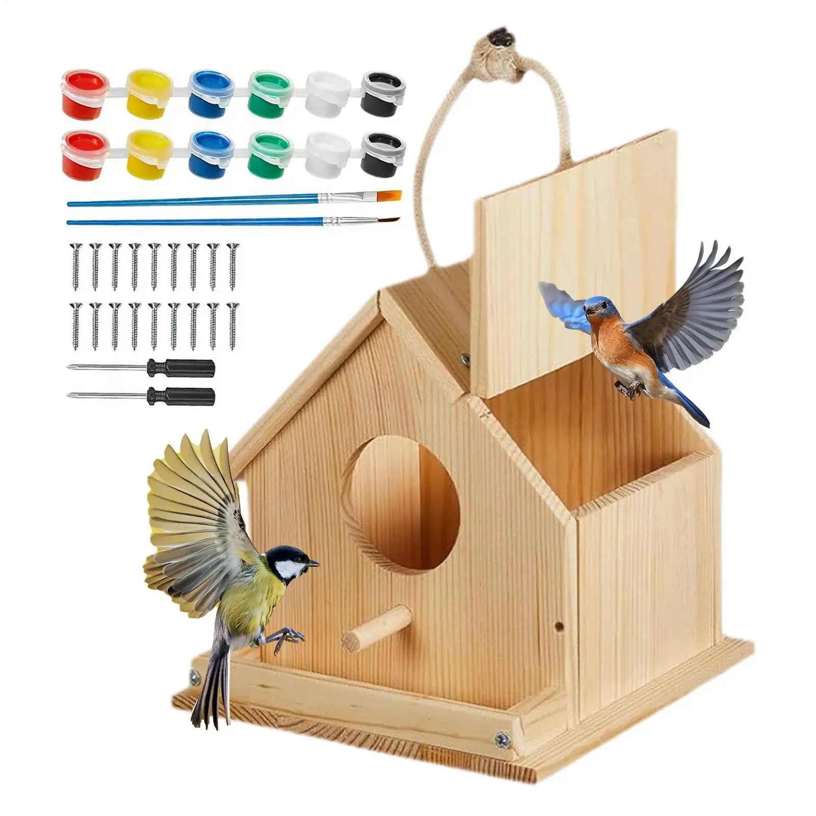Birdhouse Kits For Kids Wooden Hands-On Educational Kids Wooden Bird Houses To Paint For Spring Summer Home School Classroom