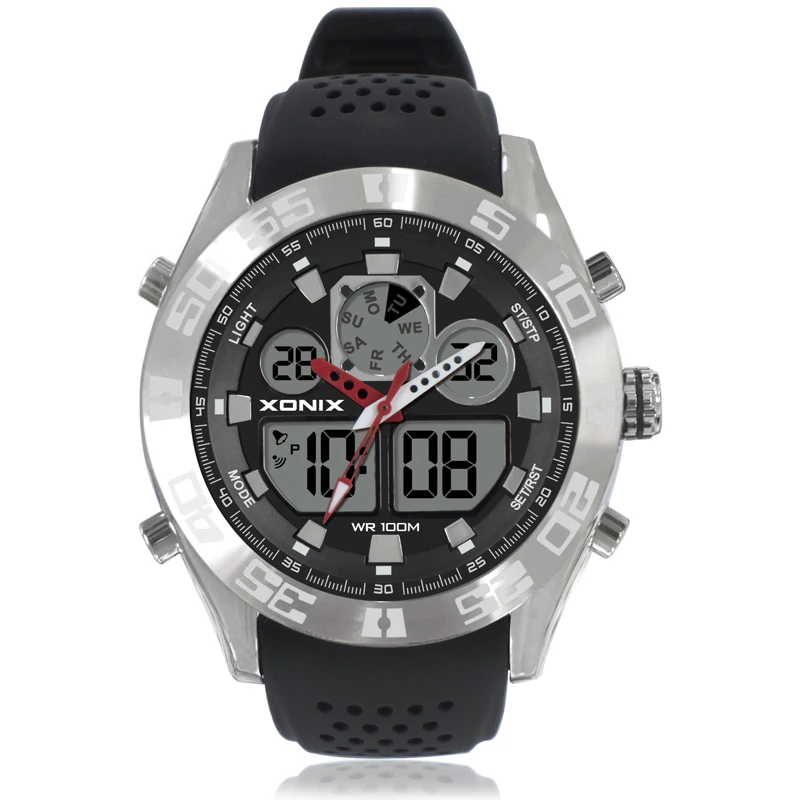 XONIX Classics Racing Series Retro ANA Display LED Luminous Alarm Swim Dive Waterproof 100m Multifunction Electronic Male MY