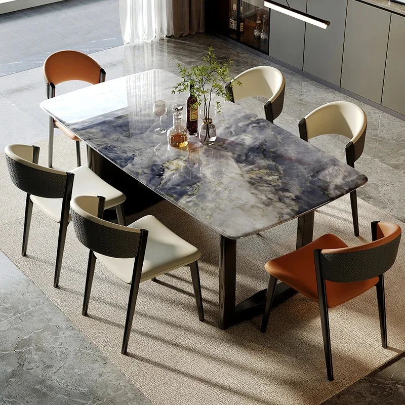 

Modern Rectangular Stone Marble Dining Table Set Home Furniture