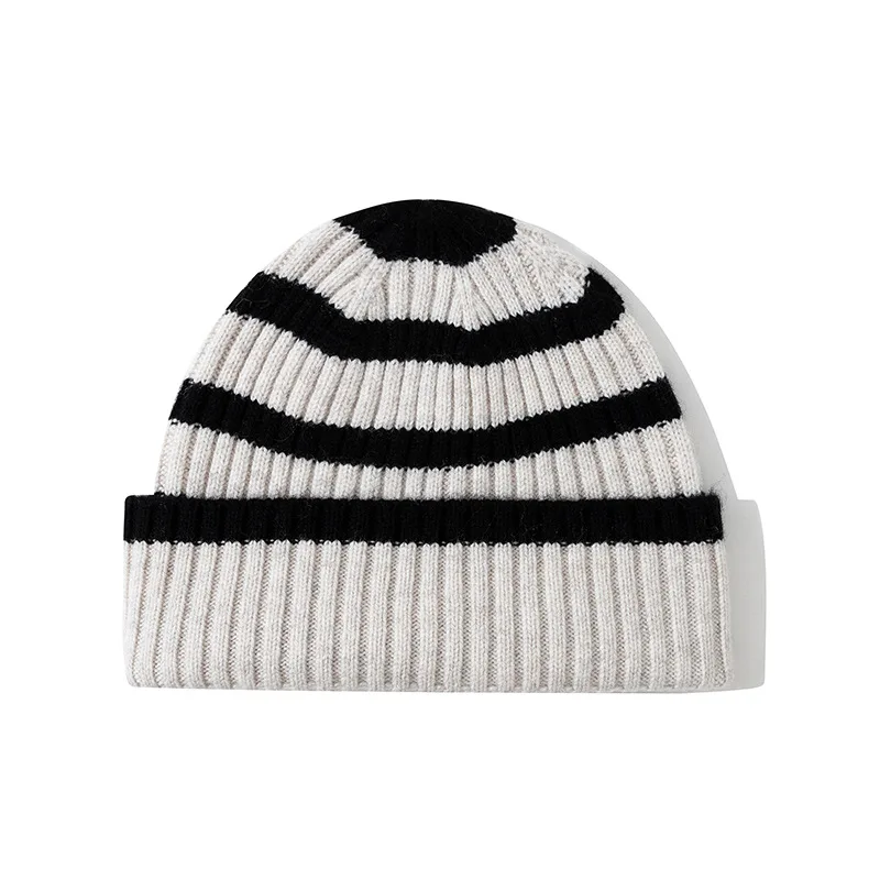 

Wool Hat Women Winter Knit Beanie Stripe Autumn Warm Soft Skiing Accessory For Cold Weather Sports Outdoor Holiday