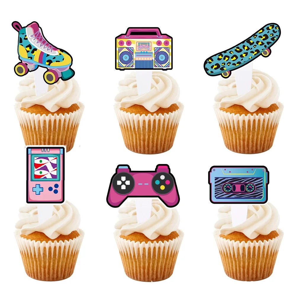 Happy Birthday Decoration, Cupcake Topper, Skates, Radio, Backdrop, Cake Sign, 90s Party