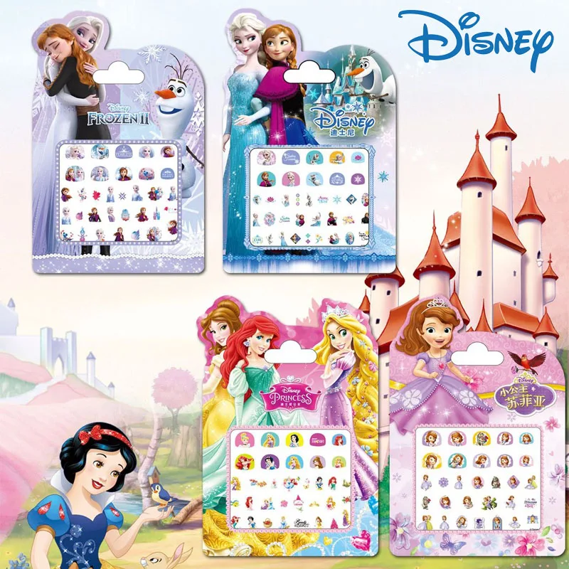 Random 1Pcs Disney Cartoon Frozen Princess Sofia Snow White Makeup Nail Stickers Minnie Mickey Mermaid  Stickers Toy Kids Gift