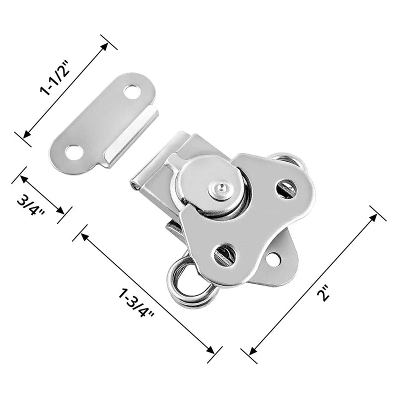 4 Pack 304 Stainless Steel Twist Latch with Keeper and Spring Butterfly Draw Latch for Case Box