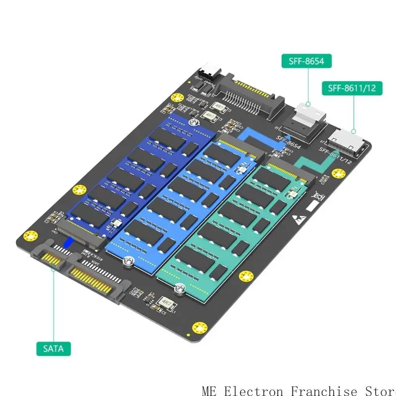 3 in 1 Solid Disk to SFF-8611/8612 SFF-8654 Converter Board Multiple Function for PC Connection Efficient Adapter
