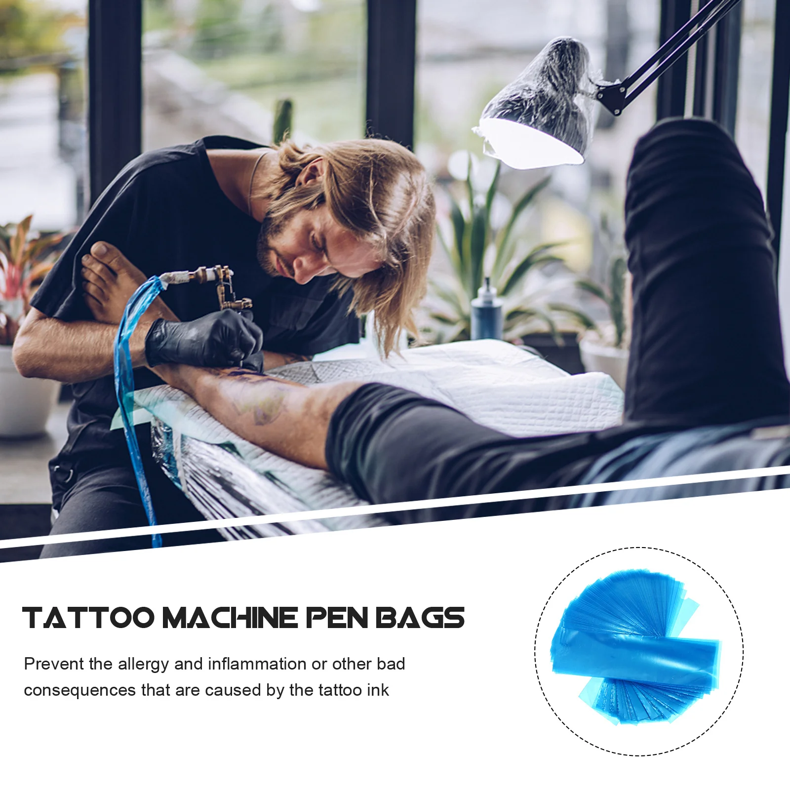 

100pcs Tattoo Pen Protective Covers Disposable Hygienic Sleeve For Machine Pen Anti-Allergy Barrier Accessory Blue