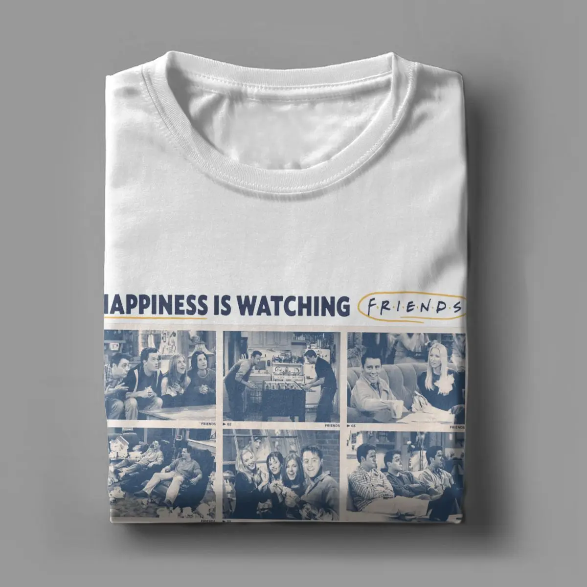 Happiness Is Watching FRIENDS Again And Again T-Shirt Men TV Series Tee Shirt Cotton T Shirts Birthday Present Clothing