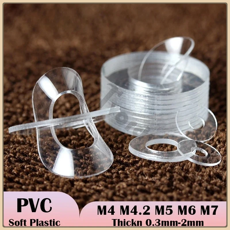

M4 M4.2 M5 M6 M7 Soft Plastic PVC Transparent Insulating Plain Gasket Ring Spacer Flat Washer Thickn 0.3mm to 2mm