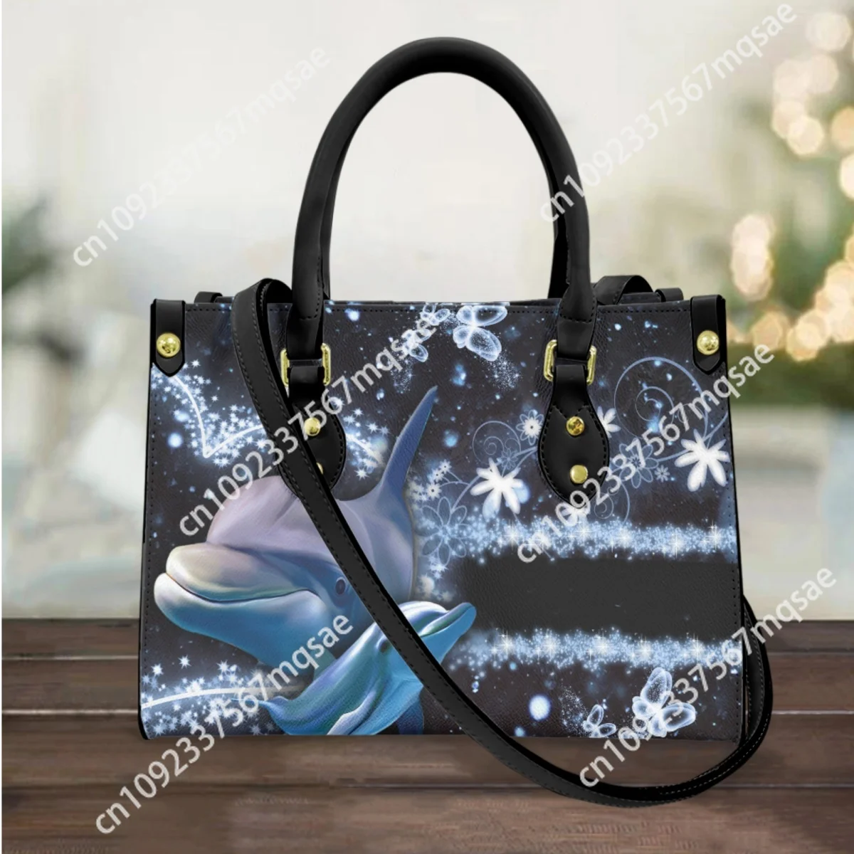 Blue Dolphin with Butterfly Design Women Handbags Luxury Leather Female Cross Body Bags Woman Top-handle Vintage Shouder Bags