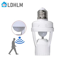 LDHLM PIR Sensor de movimiento de inducción humana LED lámpara de noche Base E27 AC 110V-220V tiempo de retardo interruptor ajustable 360 grados