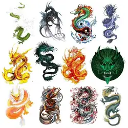 Fine Punk Dragon Pterodactyl Iron On Patches For DIY Heat Transfer Clothes T-shirt Thermal Transfer Stickers Decor Printing