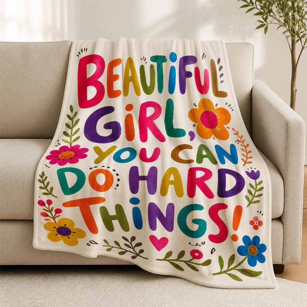 Cute Floral Throw Blanket Decorative Sofa Lap Throw Knit Cozy Aesthetic Gift for Girls Living Room Couch Accent Decor