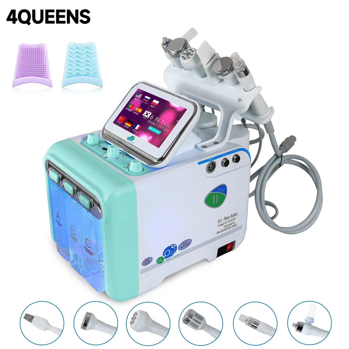 4QUEENS Bubble Machine Water Oxygen Professional Hidrifting Machine Facial Skin Care Hydrogen Deep Cleaning Beauty Device