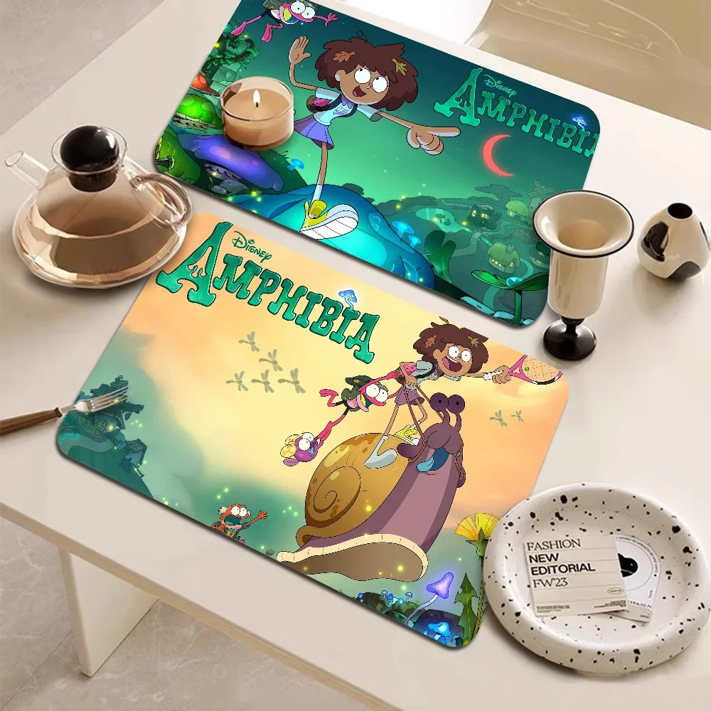 Amphibia Table Drain Pad Tabletop Absorbent Draining Mat Tableware Mats Placemats For Table Decor