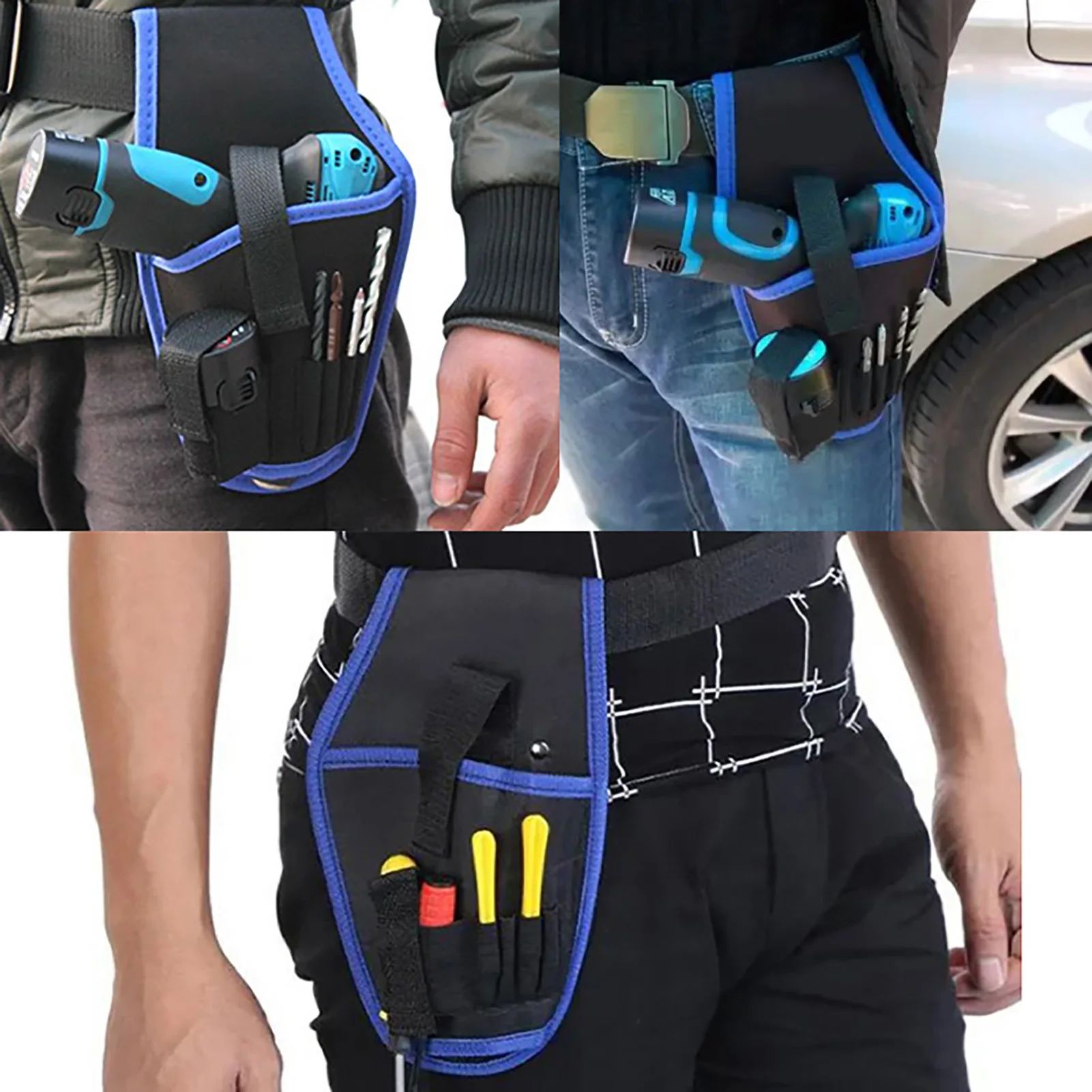 Professional Tool Waist Bag Heavy Duty for Construction Workers Durable Nylon 12V Drill Pouch Multi-Pocket Organizer Case