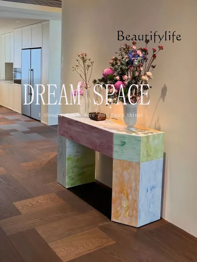 

BJ Medieval Italian Color Painting Solid Wood Entrance Table Exquisite Art Display Table Household